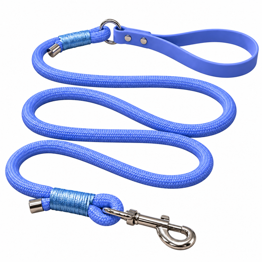 Riviera Lead periwinkle rope dog leash with PVC handle and silver clip by Clutch